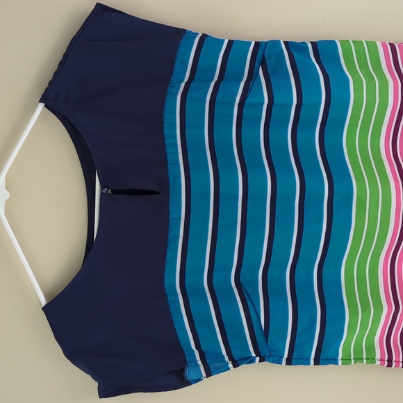 Old Navy Sleeveless Rainbow Stripe Shift Dress M Blue Pink - Picture 9 of 16